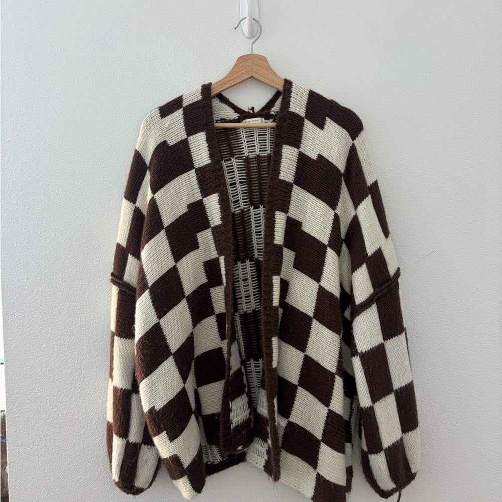 Boutique checkered oversized cardigan - Picture 4 of 7
